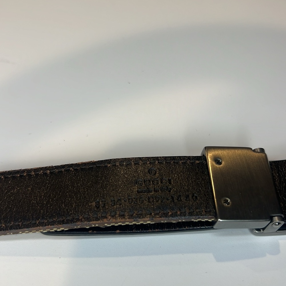 Gucci Beige/Brown GG Canvas and Leather G Buckle Belt 80CM - Picture 6 of 7